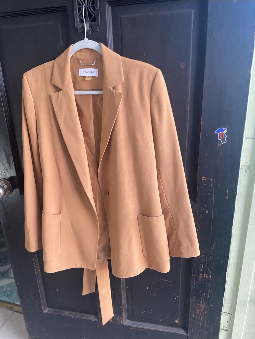 Calvin Klein Women's Camel Tie-Waist Blazer